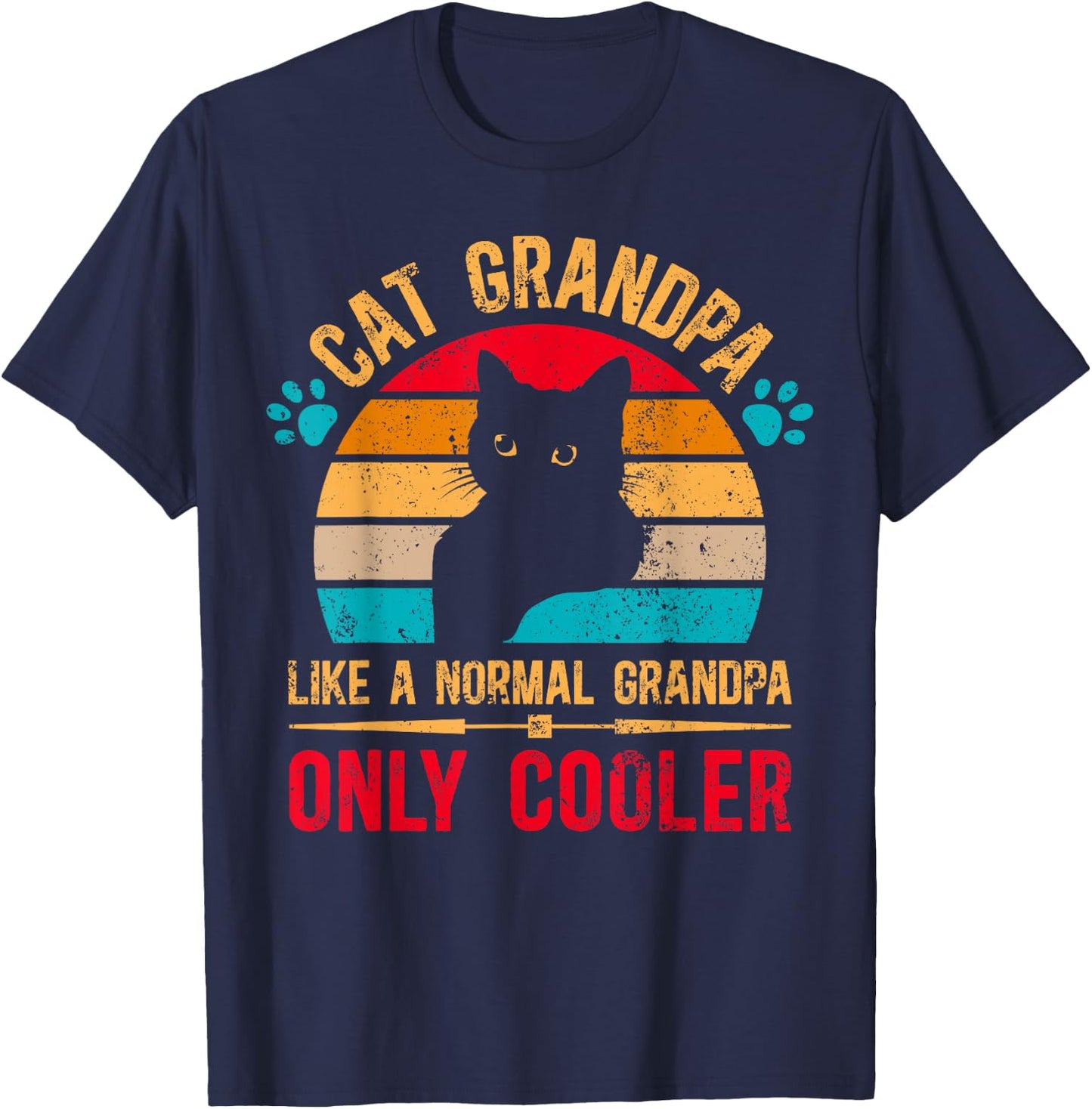 Cat Grandpa Cooler Cat Lover Grandpa Cat Grandfather T-Shirt - T-Shirt | Navy