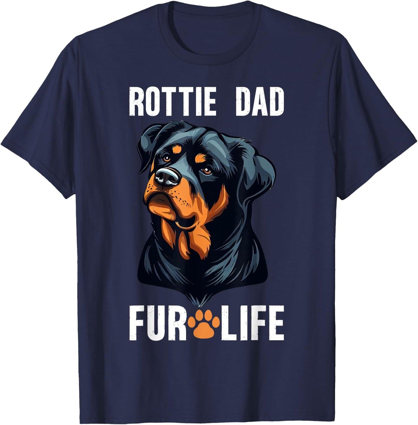 Rottie Dad Fur Life Retro Rottweiler T-Shirt - T-Shirt | Navy