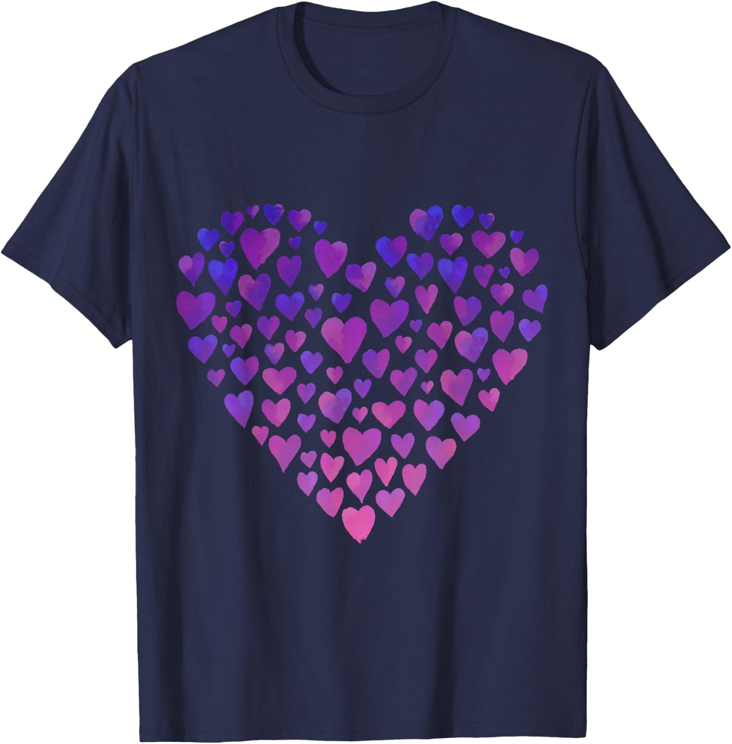 Purple and Pink Ombre Hearts T-Shirt - T-Shirt | Navy
