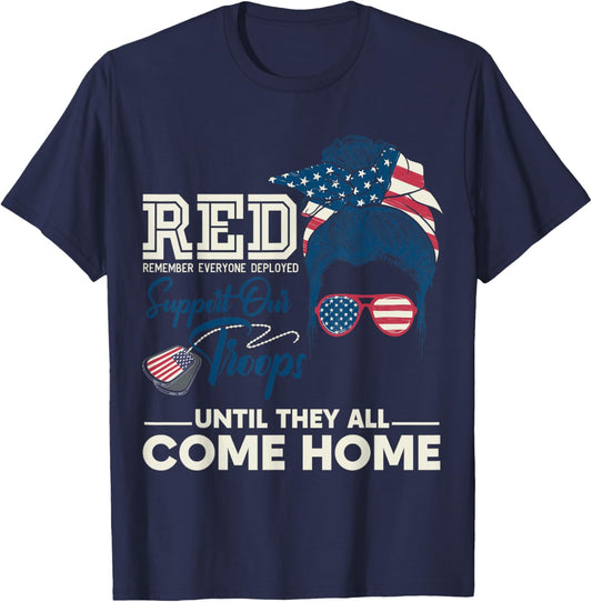 On Friday We Wear Red Friday Military Support Troops T-Shirt - T-Shirt | Navy