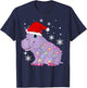Christmas Lights Baby hippo Cute T-Shirt - T-Shirt | Navy