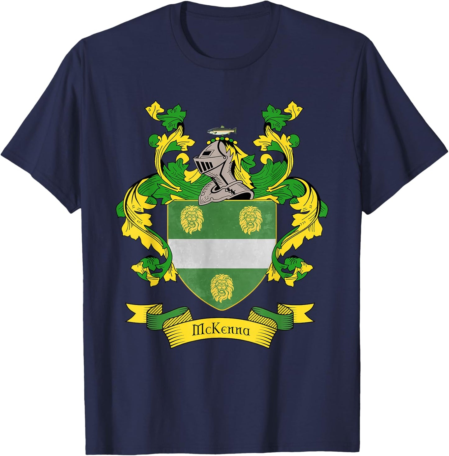 McKenna Coat of Arms | McKenna Surname Family Crest T-Shirt - T-Shirt | Navy