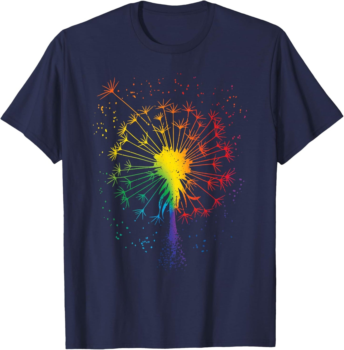 Just Dandelion Dandelion Garden Breathe Rainbow Flower T-Shirt - T-Shirt | Navy