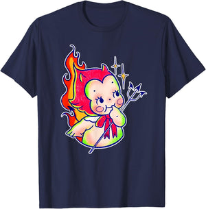 Devil Kewpie Baby Demon Pitchfork Traditional Tattoo Flash T-Shirt - T-Shirt | Navy