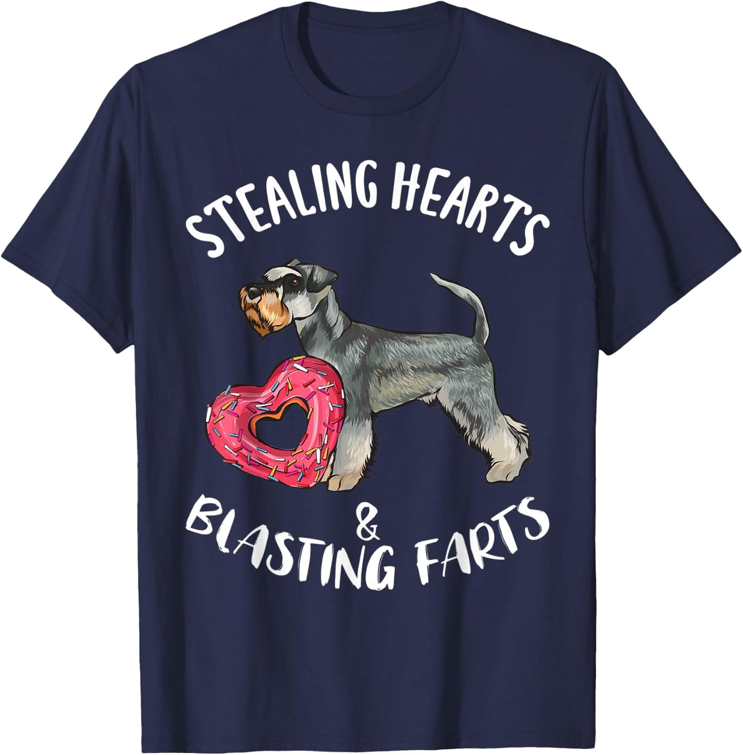 Stealing Hearts Blasting Farts Miniature Schnauzer Dog Men Women Kids T-Shirt - T-Shirt | Navy