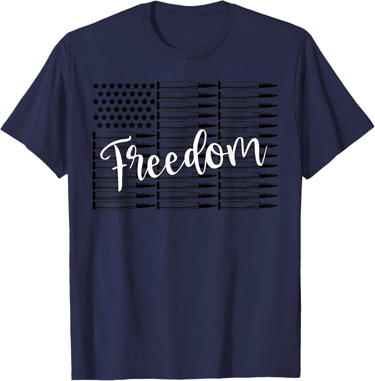 Freedom Bullet American Flag Patriot Women Men T-Shirt - T-Shirt | Navy