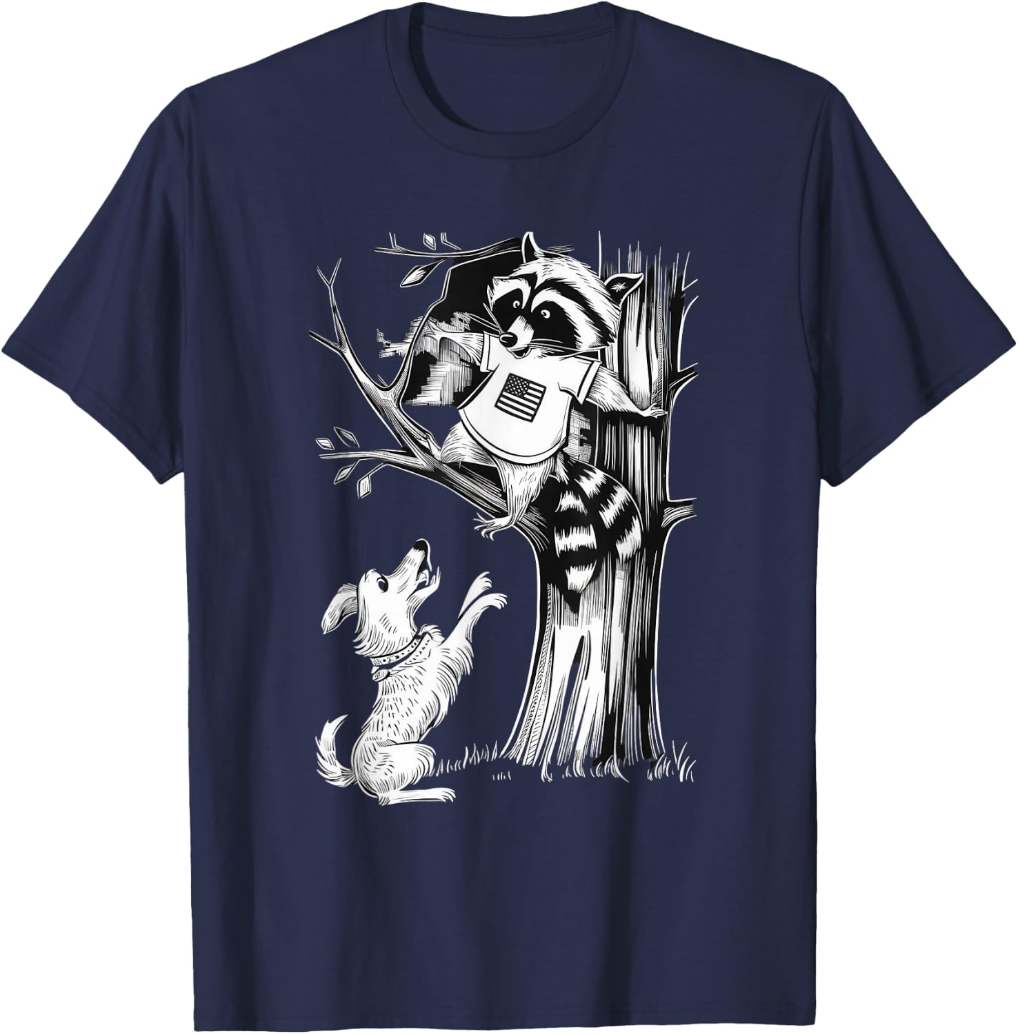 Patriotic Coon Hunting Dogs American Flag men women T-Shirt - T-Shirt | Navy