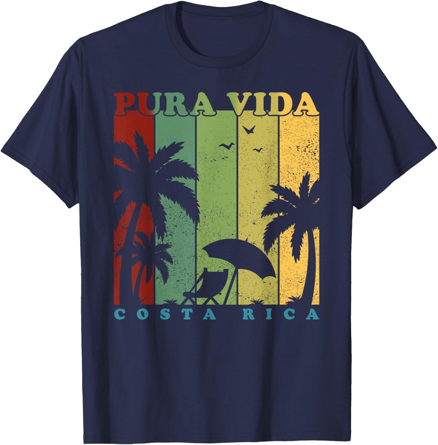 Vintage Retro Summer Vacation Costa Rica Pura Vida Beach Men Women Girls Kids T-Shirt - T-Shirt | Navy