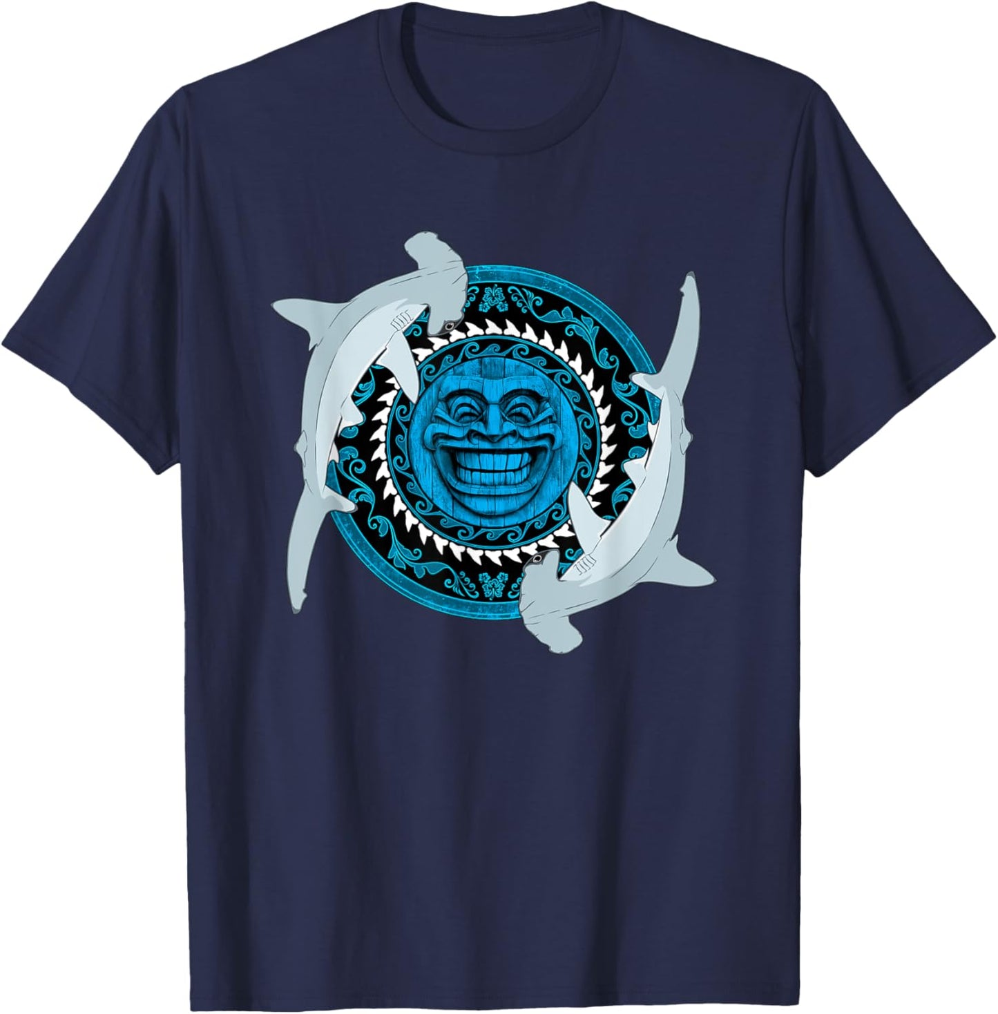 Hammerhead shark Tiki Totem T-Shirt - T-Shirt | Navy