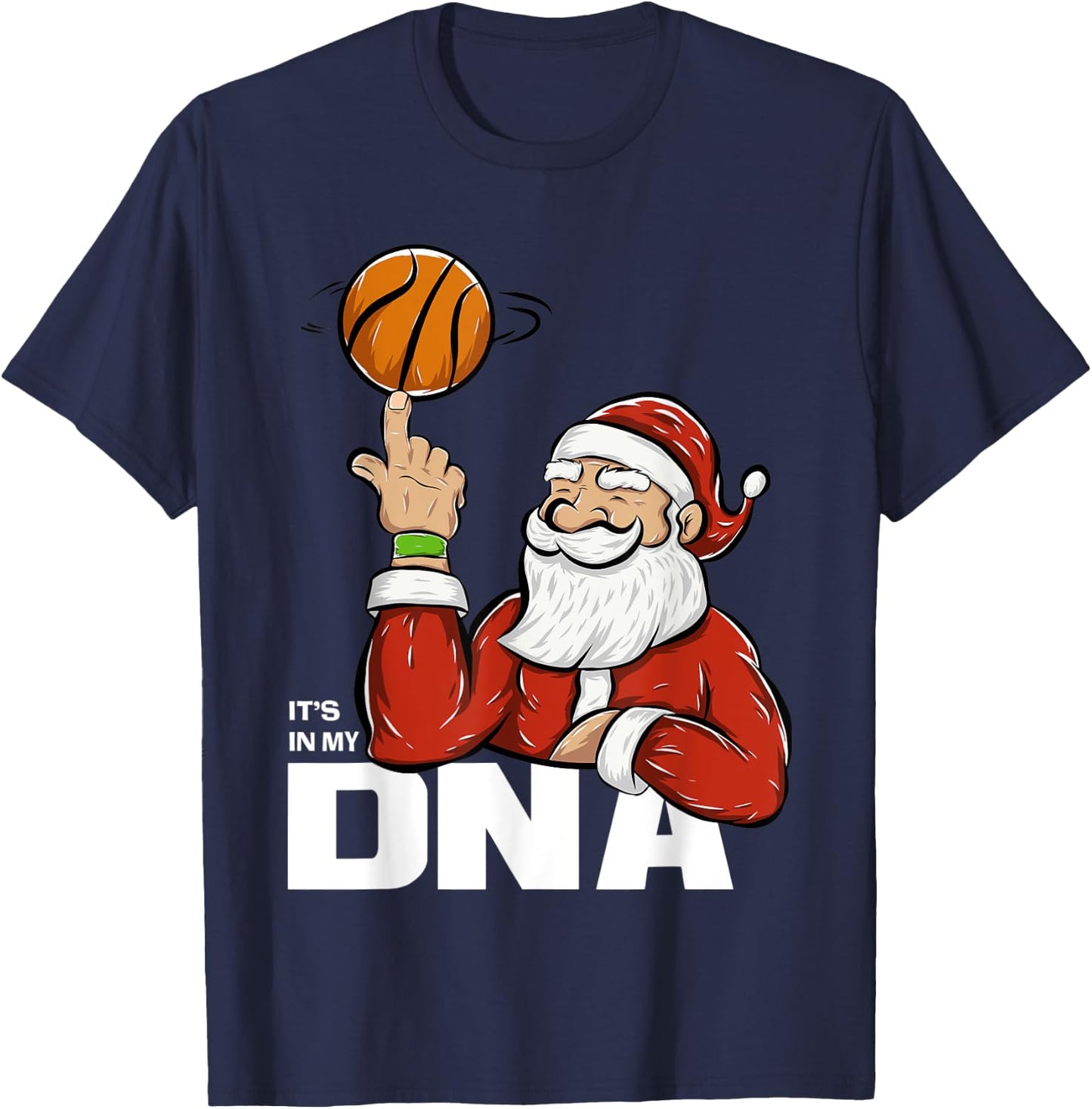 It's In My DNA | Santa Playing Basketball T-Shirt - T-Shirt | Navy