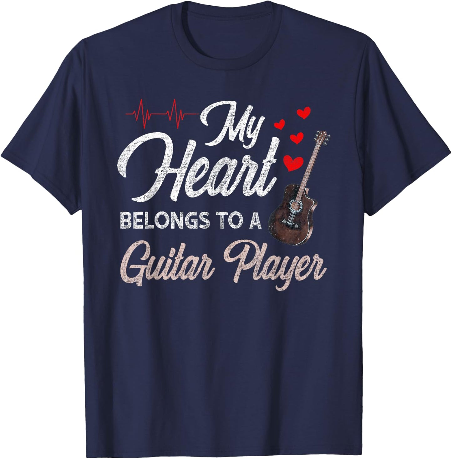 I Love My Guitar Player Husband Wife Gifts Valentines T-Shirt - T-Shirt | Navy