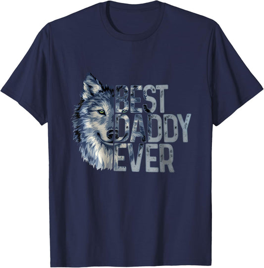 Best daddy ever wolf father day T-Shirt - T-Shirt | Navy