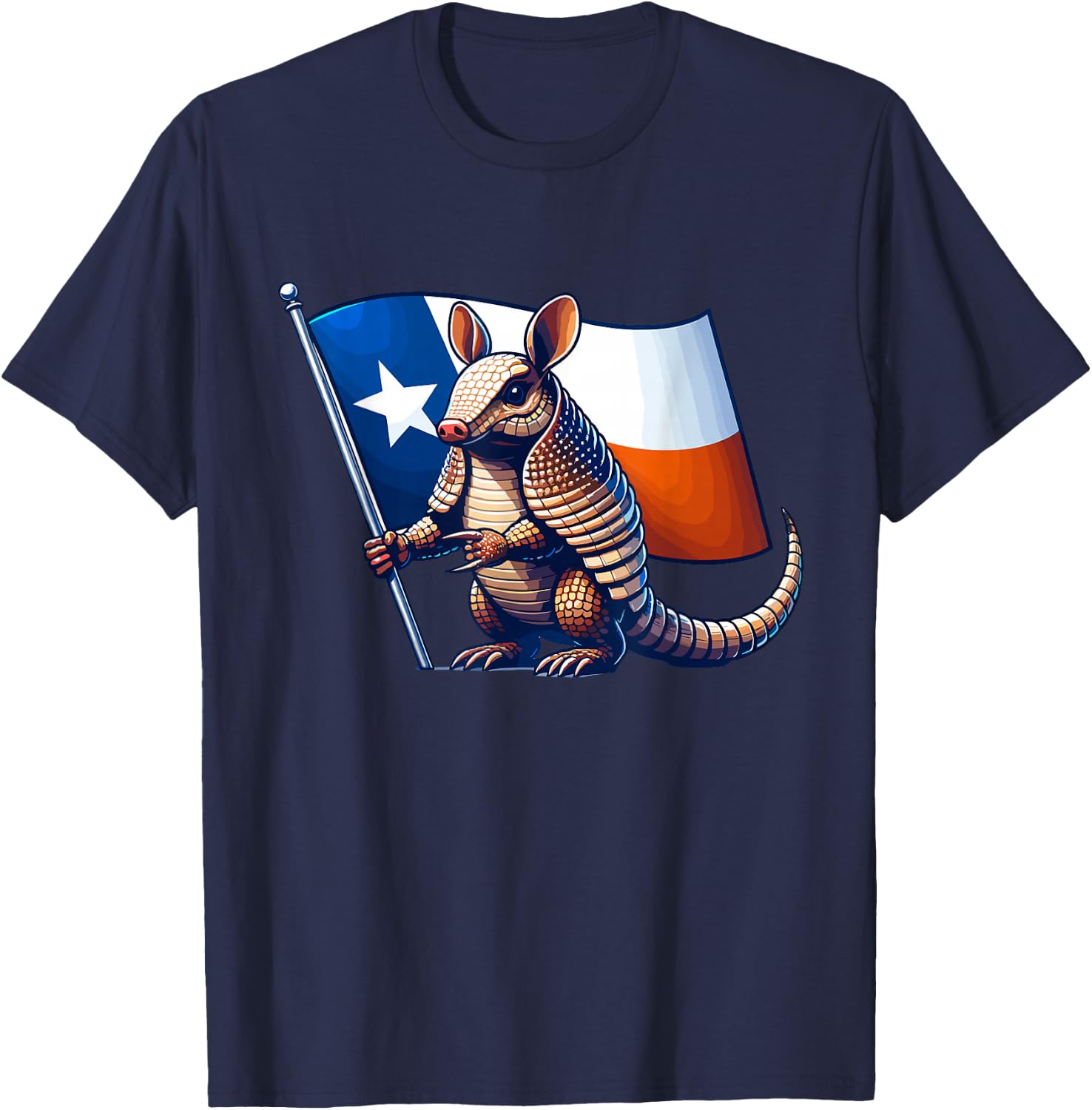 Armadillo with the Flag of Texas T-Shirt - T-Shirt | Navy