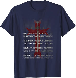 Knights Templar Crusader Cross Ring Order Be Without Fear T-Shirt - T-Shirt | Navy