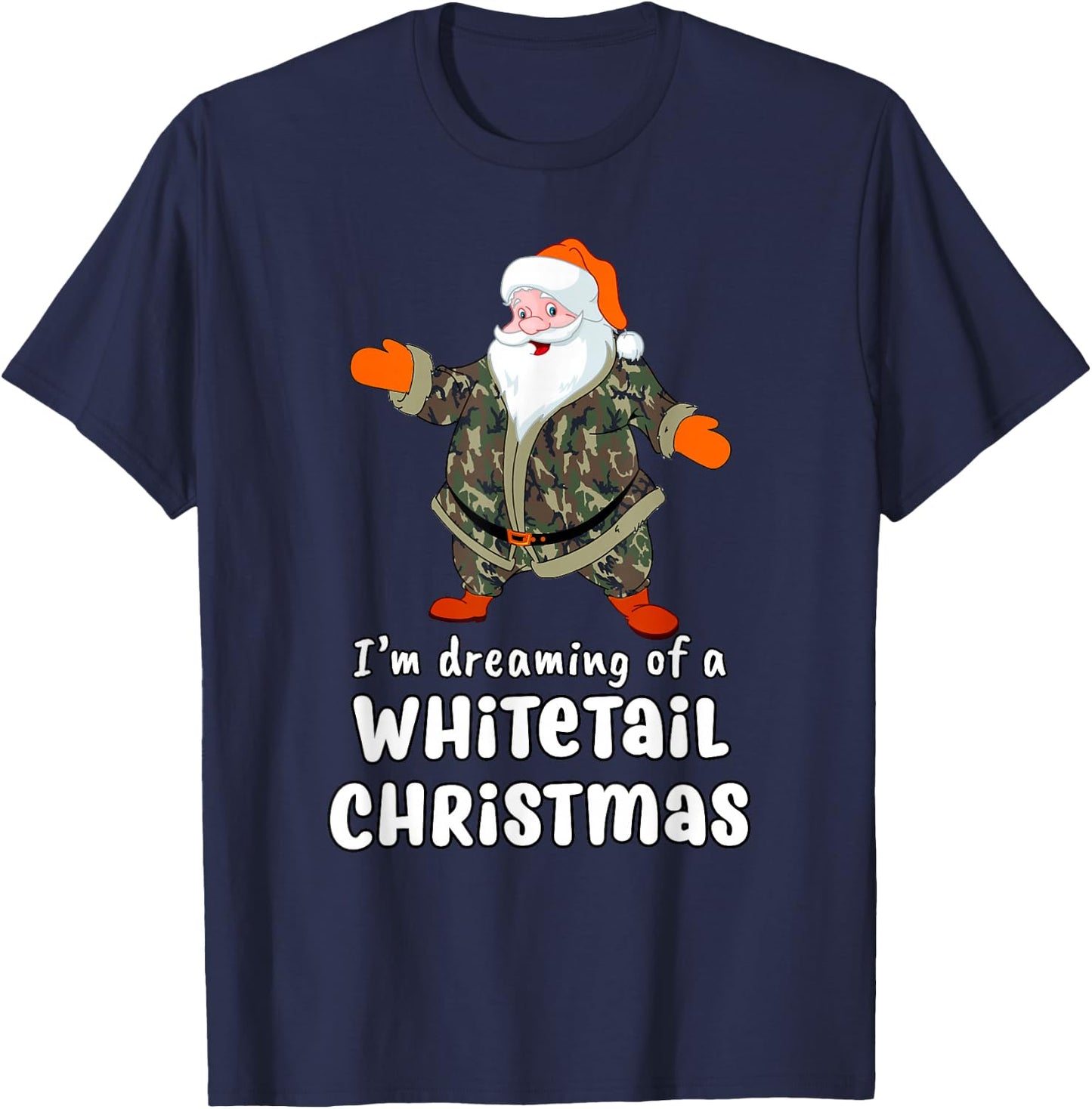 Deer Hunting Whitetail Christmas Camo Santa T-Shirt - T-Shirt | Navy