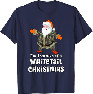 Deer Hunting Whitetail Christmas Camo Santa T-Shirt - T-Shirt | Navy
