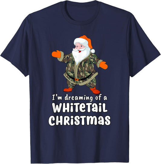 Deer Hunting Whitetail Christmas Camo Santa T-Shirt - T-Shirt | Navy