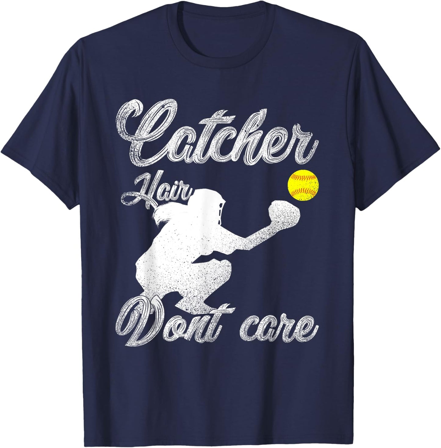 Girls Softball Catcher Funny Softball Girl Softball T-Shirt - T-Shirt | Navy