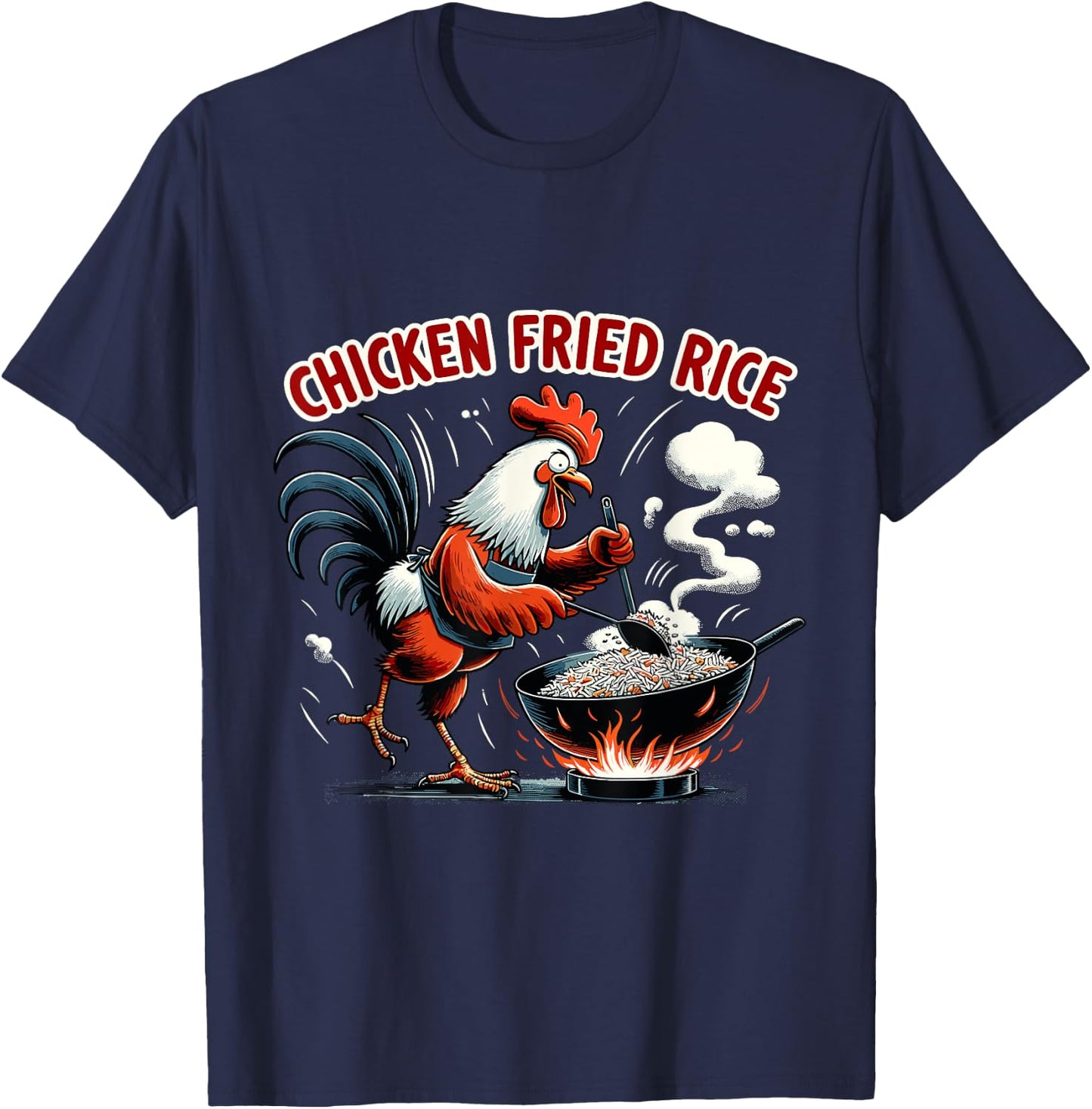 Funny Chicken Fried Rice Rooster Meme T-Shirt - T-Shirt | Navy