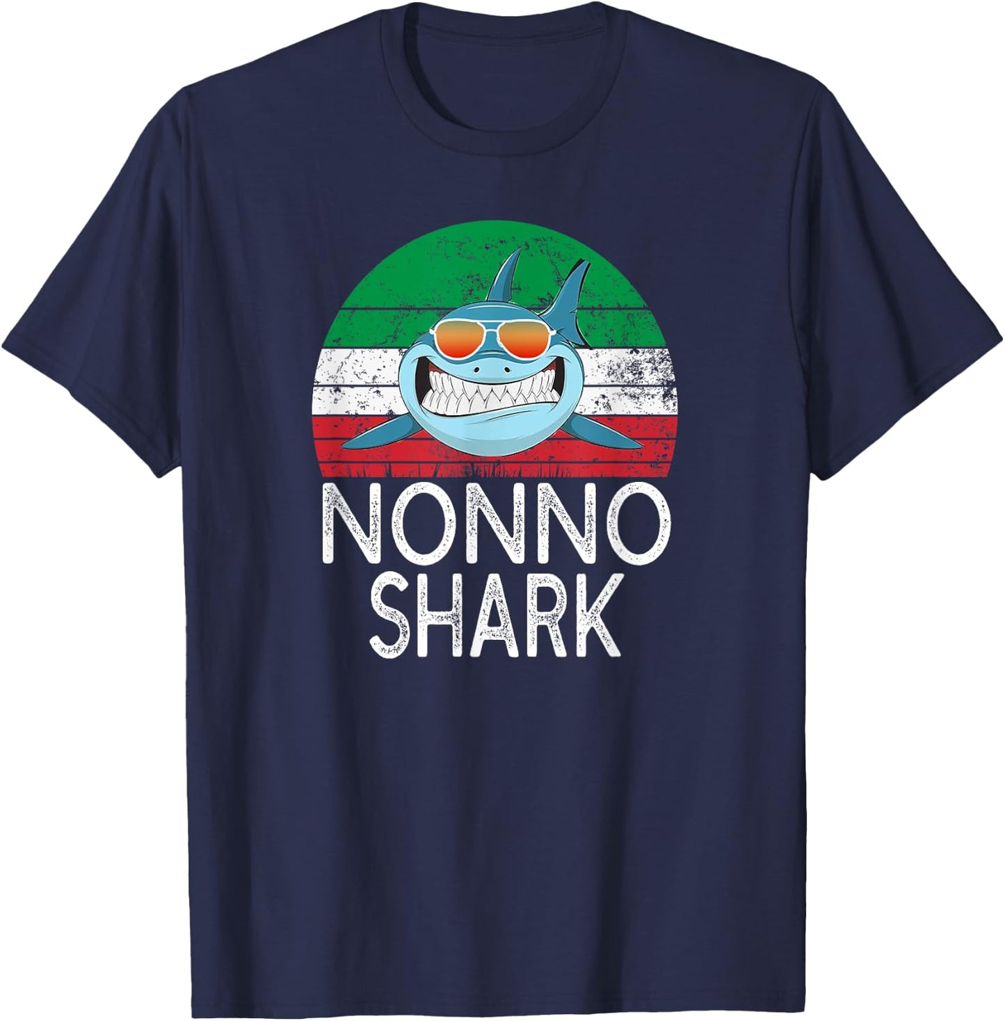 Nonno Shark Italian Grandpa Funny Vintage T-Shirt - T-Shirt | Navy