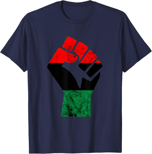 Pan African Fist UNIA Flag African African American Pride T-Shirt - T-Shirt | Navy