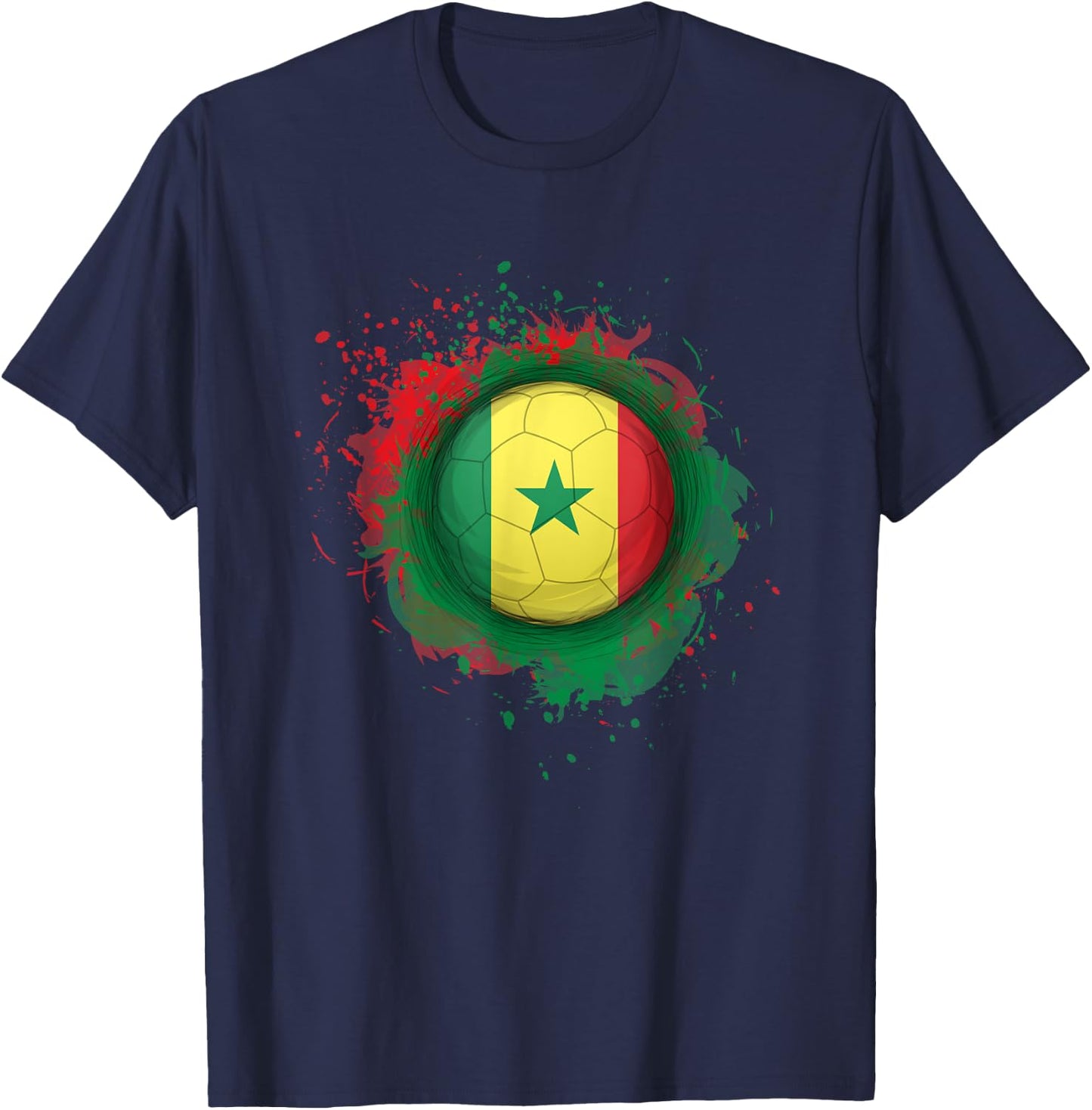 Proud Heritage Senegal Flag Soccer Ball T-Shirt - T-Shirt | Navy