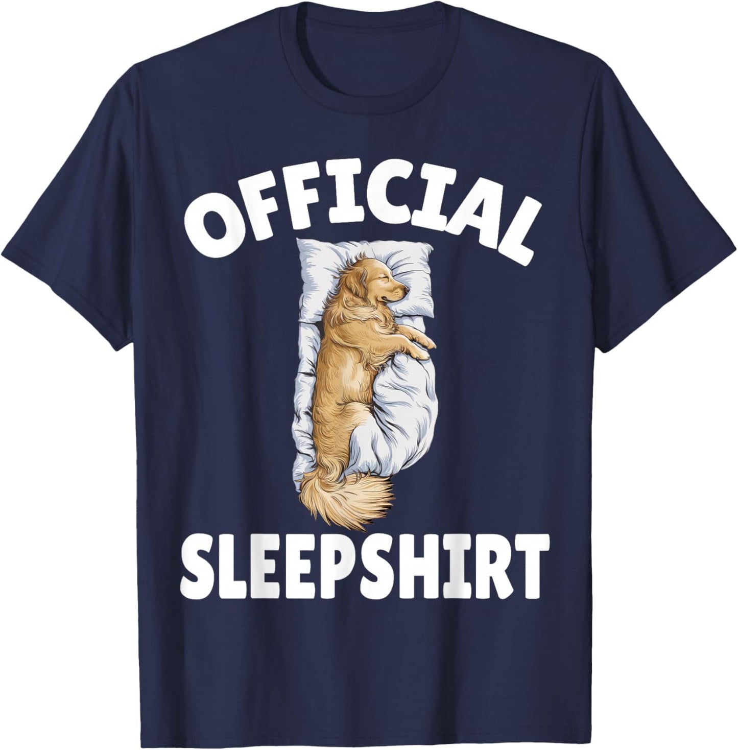 Golden Retriever Dog Official Sleepshirt Napping Pajamas T-Shirt - T-Shirt | Navy