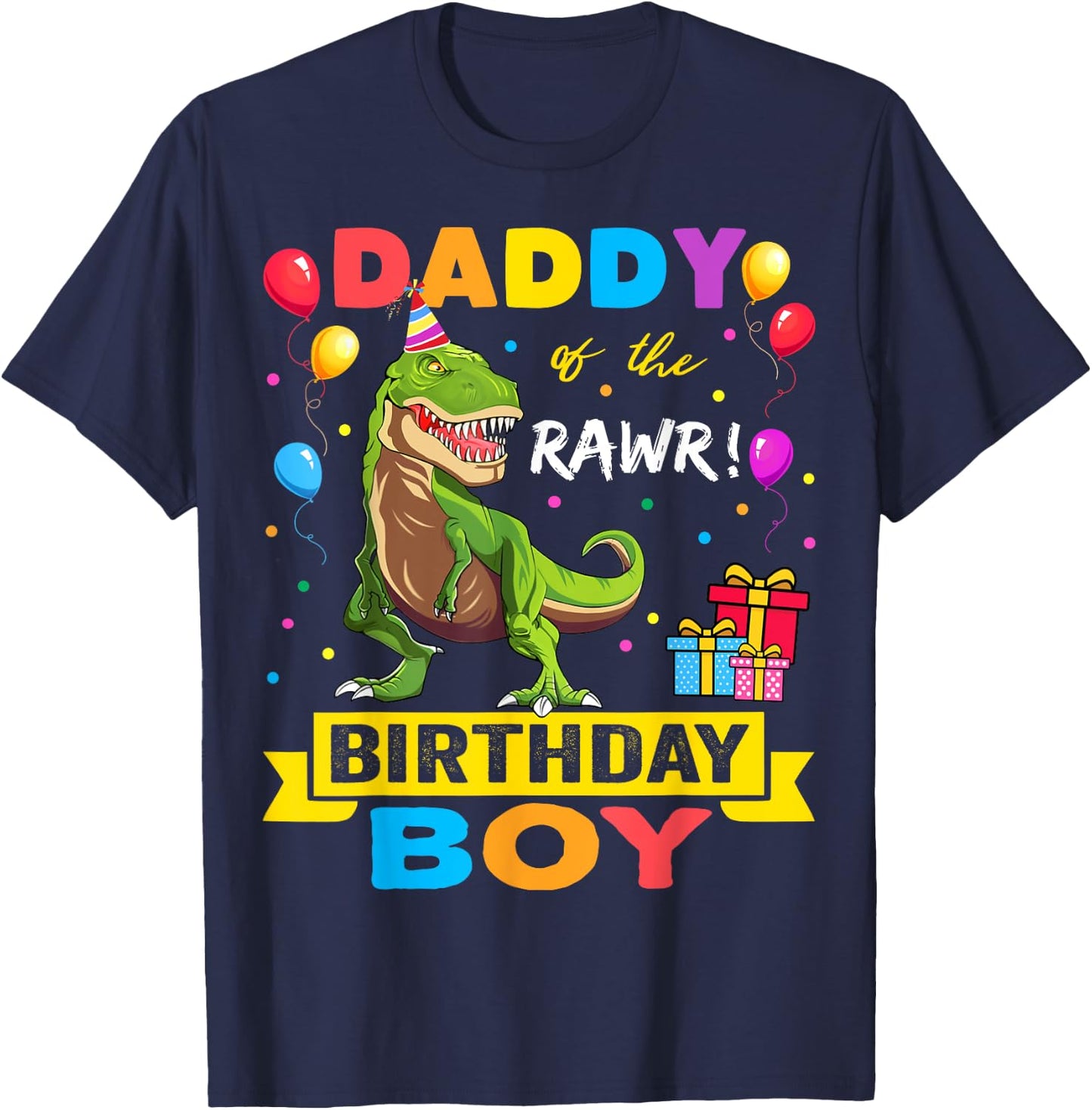 Daddy Dinosaur Shirt Funny Cute Birthday Boy Family Apparel T-Shirt - T-Shirt | Navy