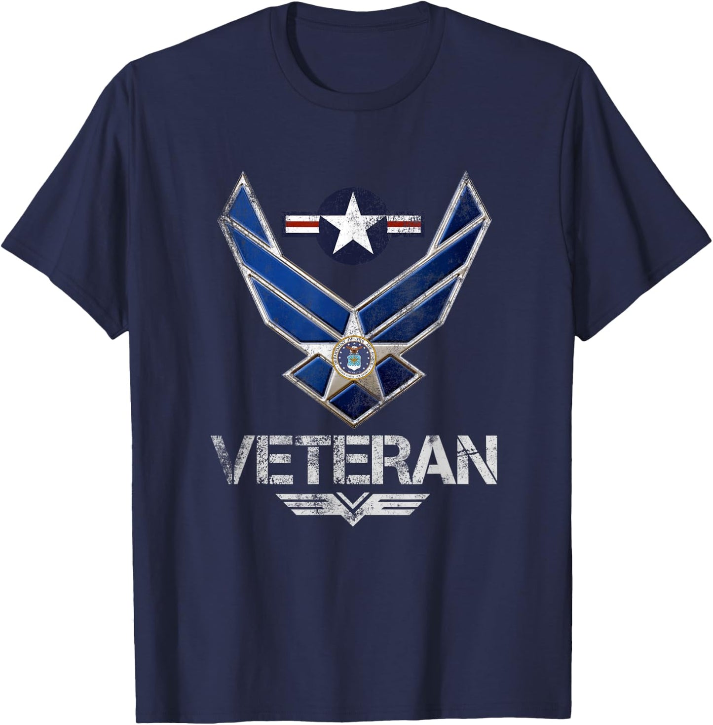 U.S Air Force Veteran USAF Flag Vintage Veterans Day Gift T-Shirt - T-Shirt | Navy