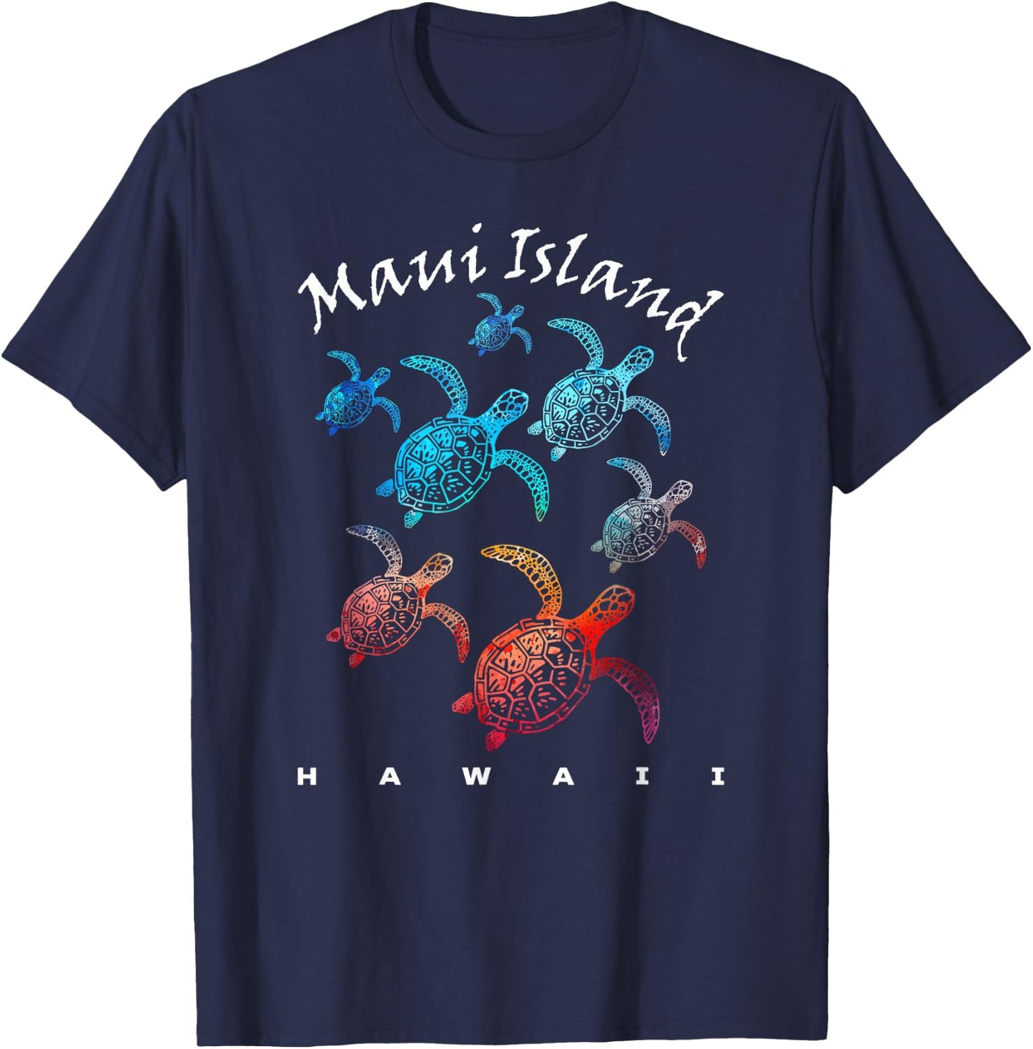 MAUI ISLAND HAWAII Beach Vacation Trip Vintage Sea Turtles T-Shirt - T-Shirt | Navy