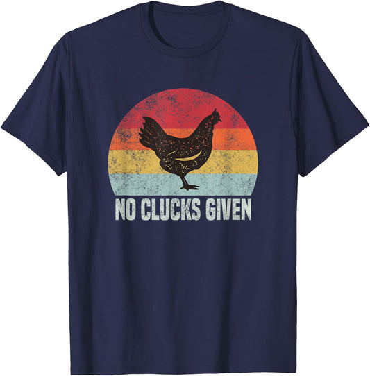Retro No Clucks Given Funny Chicken Gift T-Shirt - T-Shirt | Navy