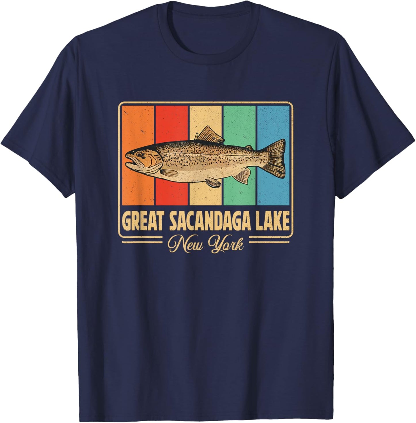 Great Sacandaga Lake New York Outdoors Vintage T-Shirt - T-Shirt | Navy