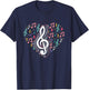 Music Lover Treble Clef Heart Music Notes Musician Music T-Shirt - T-Shirt | Navy
