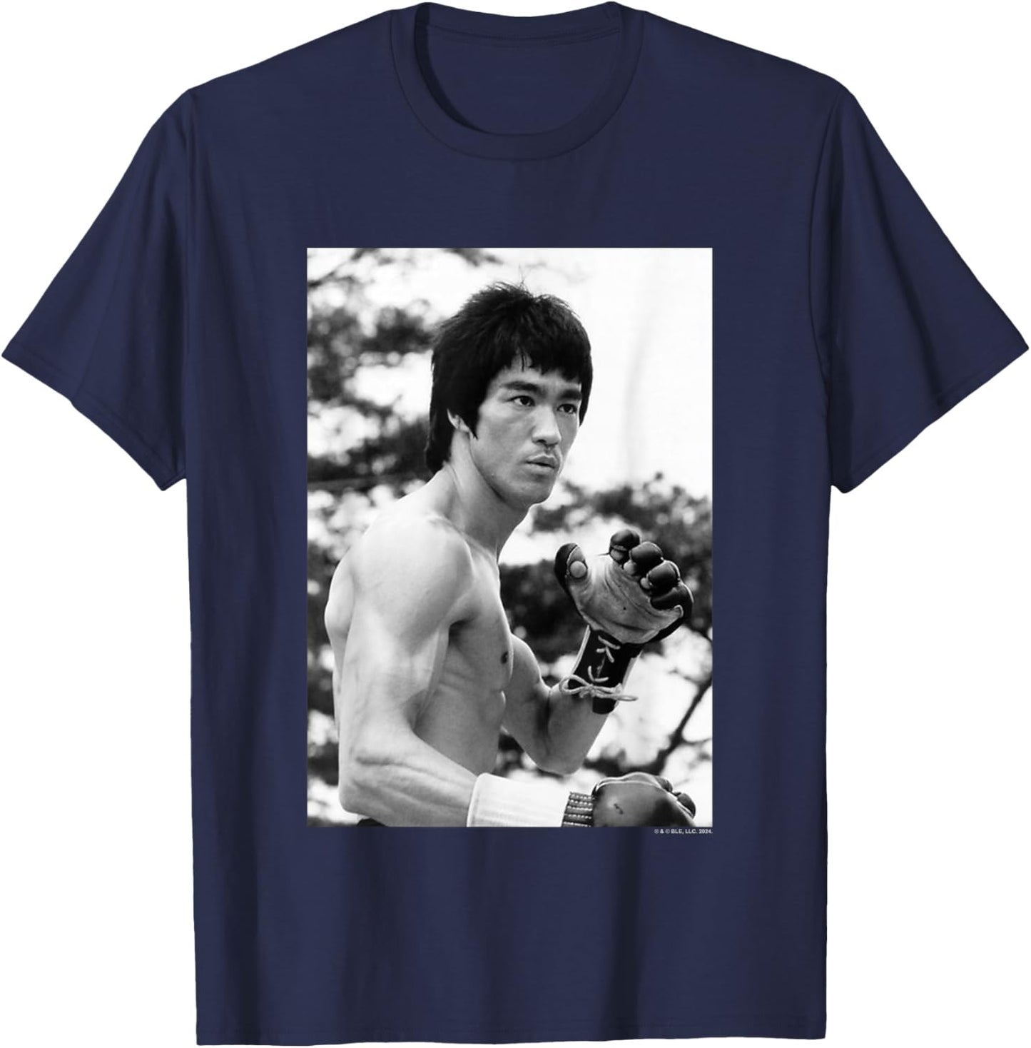 Bruce Lee On Guard Black & White Vintage Poster T-Shirt - T-Shirt | Navy