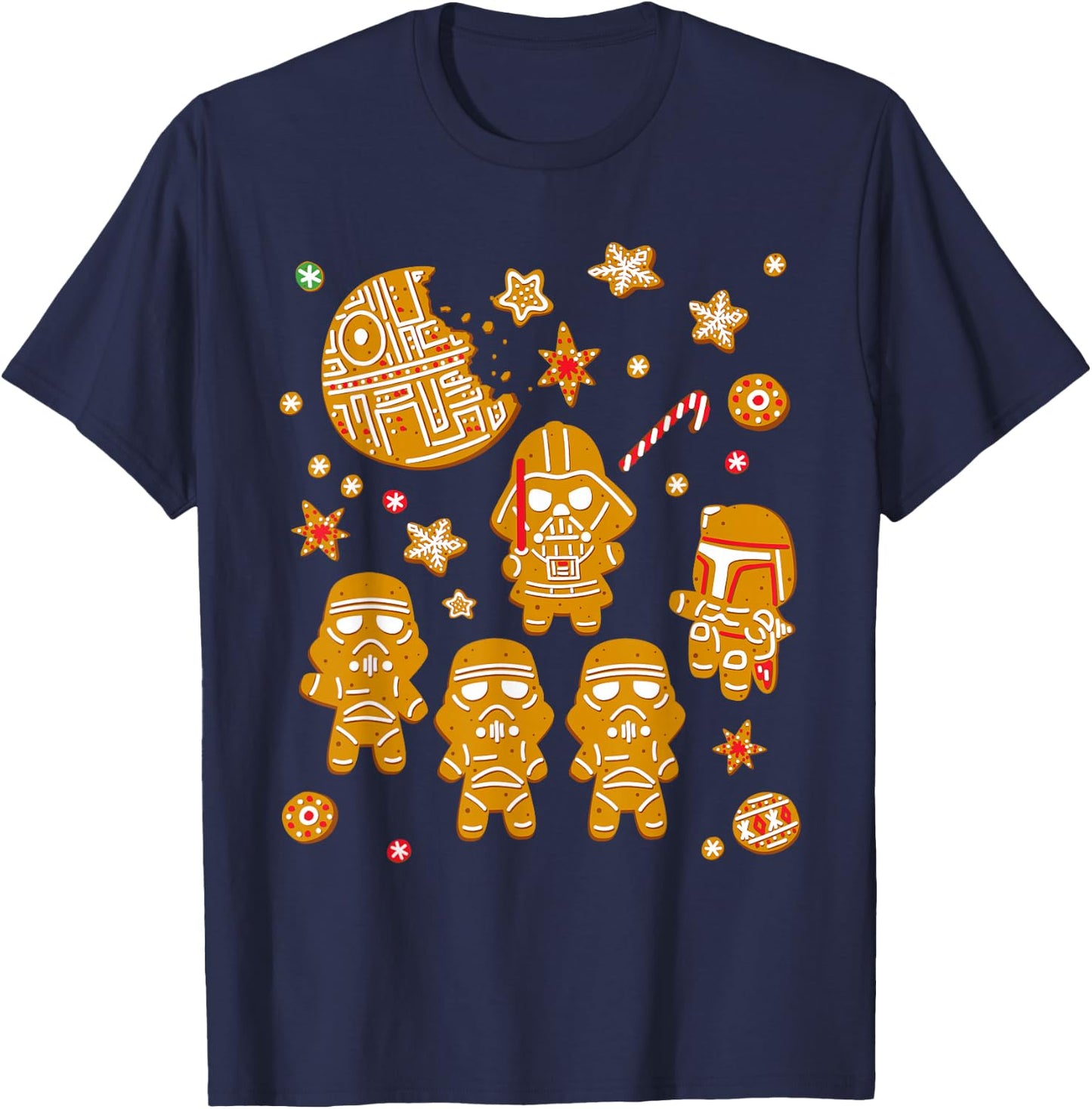 Star Wars Gingerbread Cookies Galactic Empire Holiday T-Shirt - T-Shirt | Navy