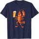 Crawfish Drinking Beer Lover Cajun Food Crawfish And Beer T-Shirt - T-Shirt | Navy