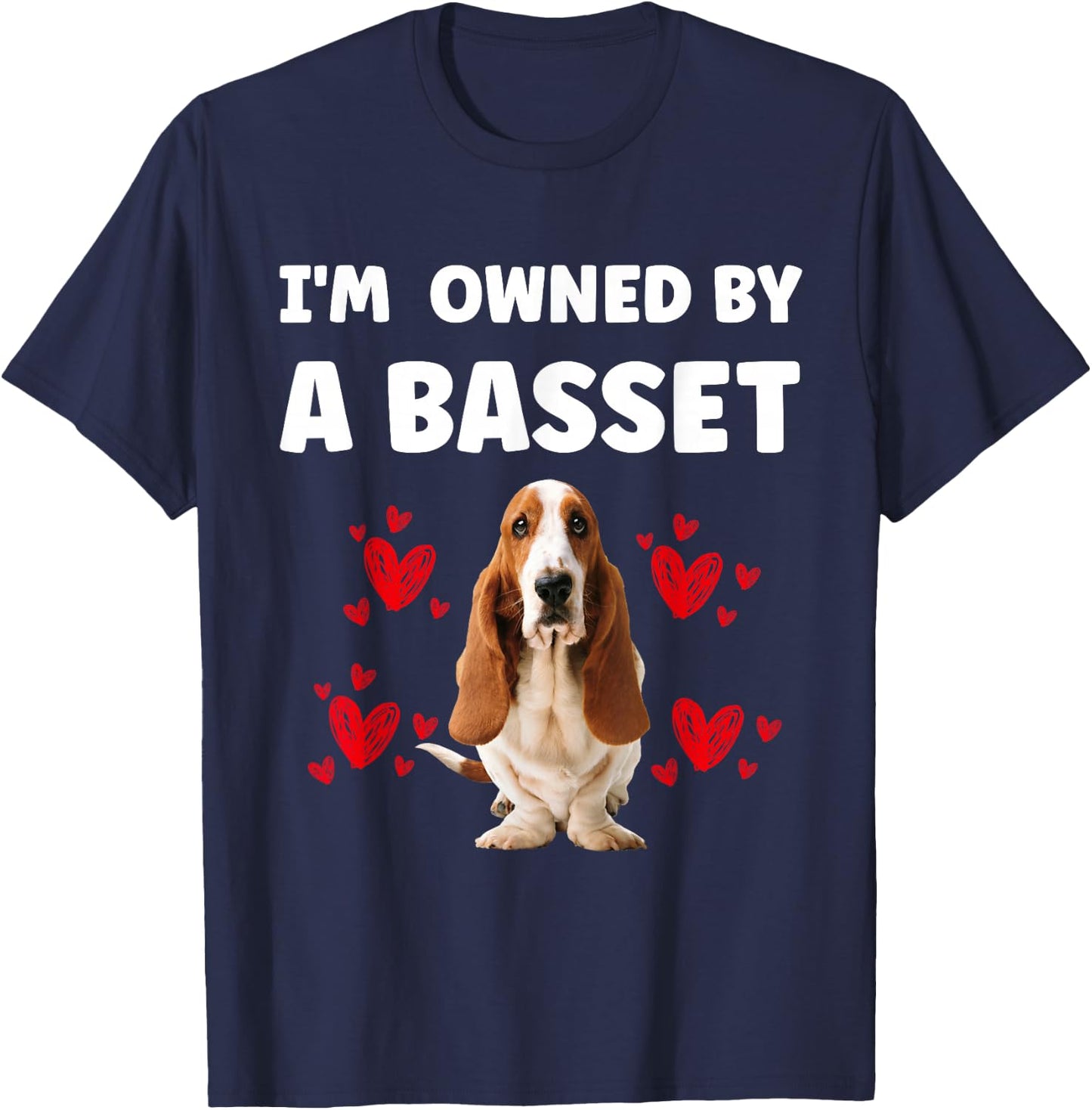 I Am Owned by a Basset Hound Dog T-Shirt - T-Shirt | Navy