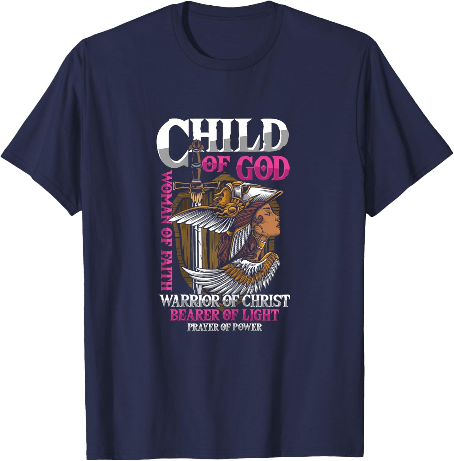 Girl Warrior God Faith Christ Prayer Sword Gift T-Shirt - T-Shirt | Navy
