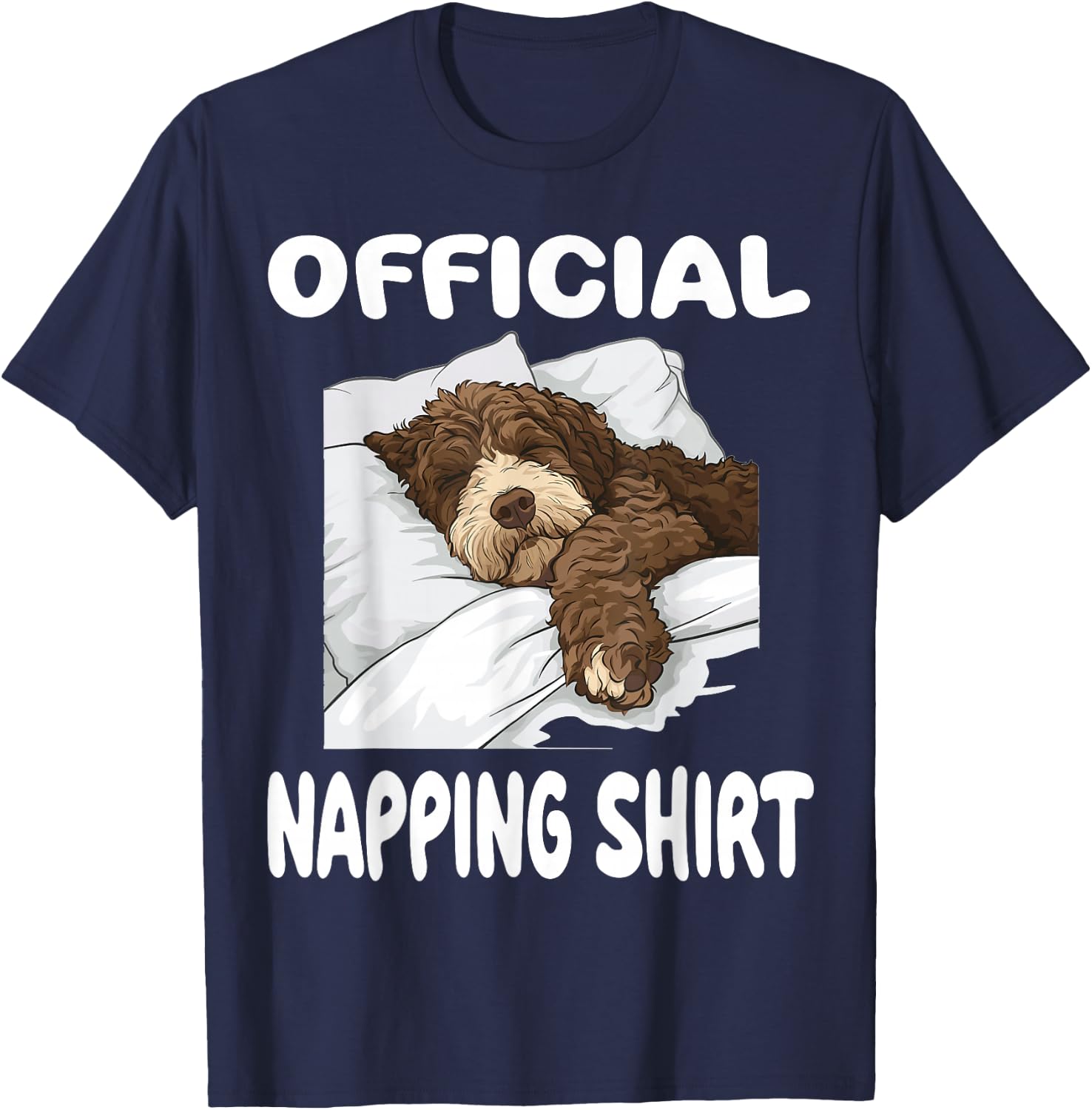 Bernedoodle Dog Pajamas Nightgown Official Napping T-Shirt - T-Shirt | Navy