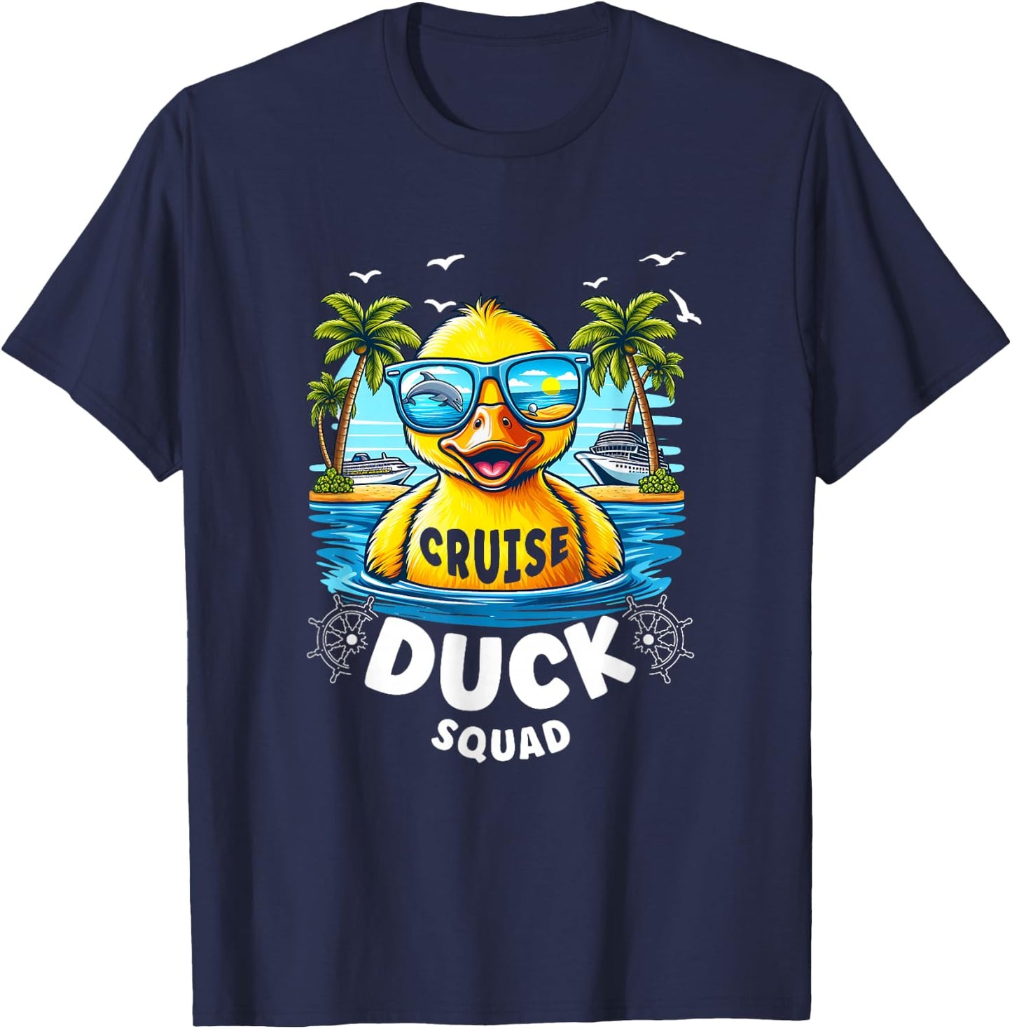 Funny Duck Cruise Rubber Duck Squad Vaction Cruise Ship T-Shirt - T-Shirt | Navy