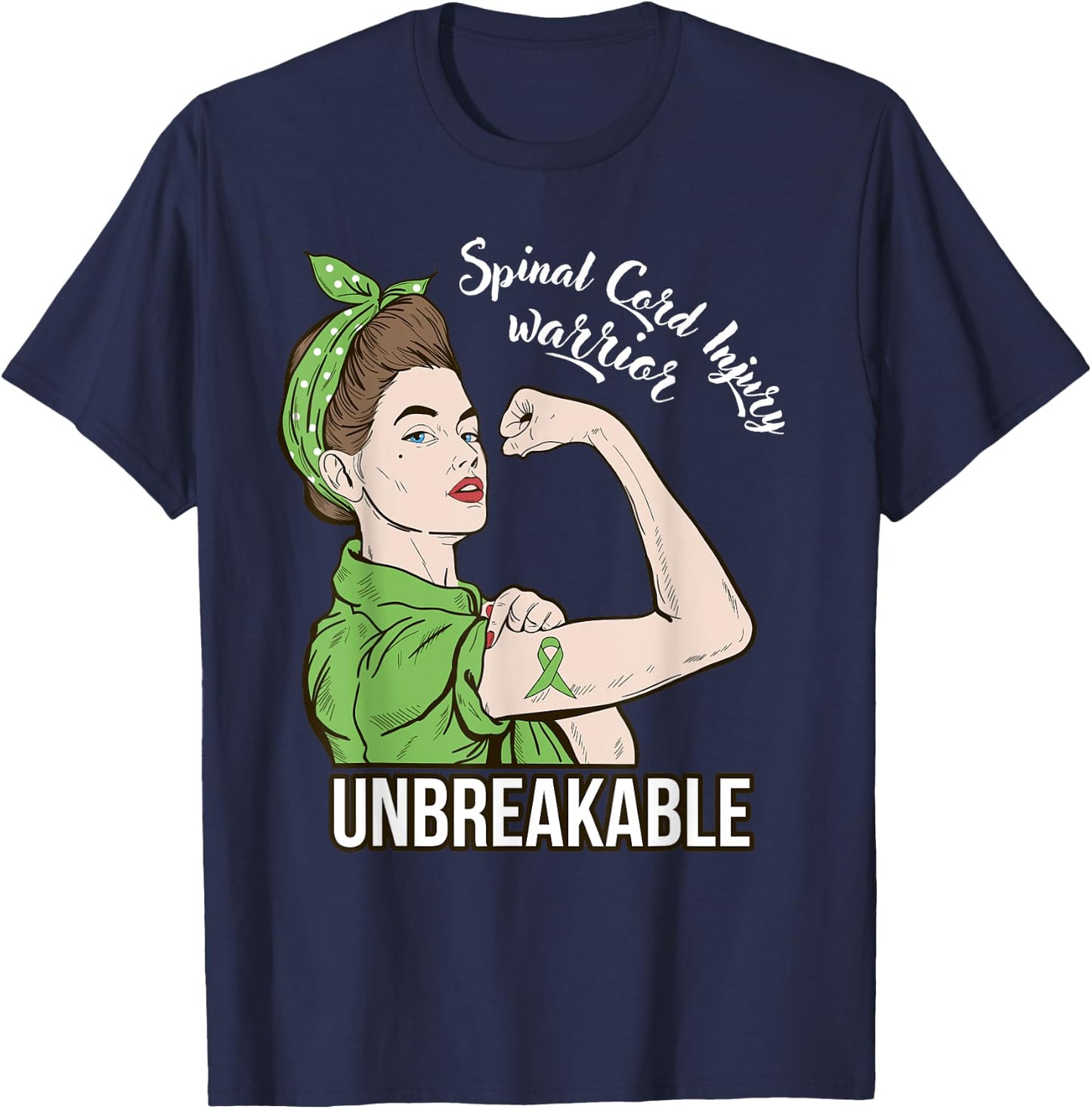 Spinal Cord Injury Awareness Warrior Unbreakable Her Support T-Shirt - T-Shirt | Navy