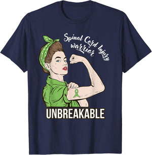 Spinal Cord Injury Awareness Warrior Unbreakable Her Support T-Shirt - T-Shirt | Navy