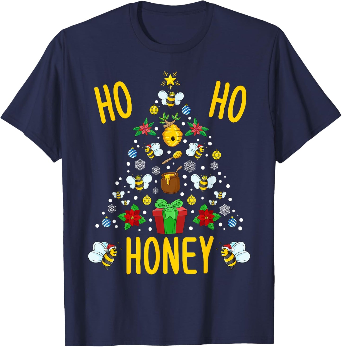 Ho Ho Honey Bees Beekeeping Christmas Beekeeper Gift T-Shirt - T-Shirt | Navy