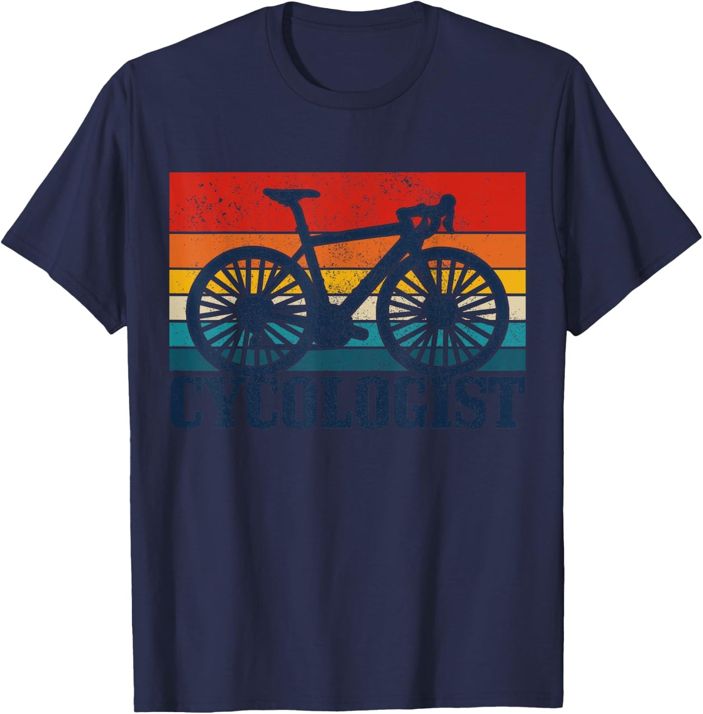 Road Bike Vintage Cycologist Funny Road Cyclist Gift T-Shirt - T-Shirt | Navy