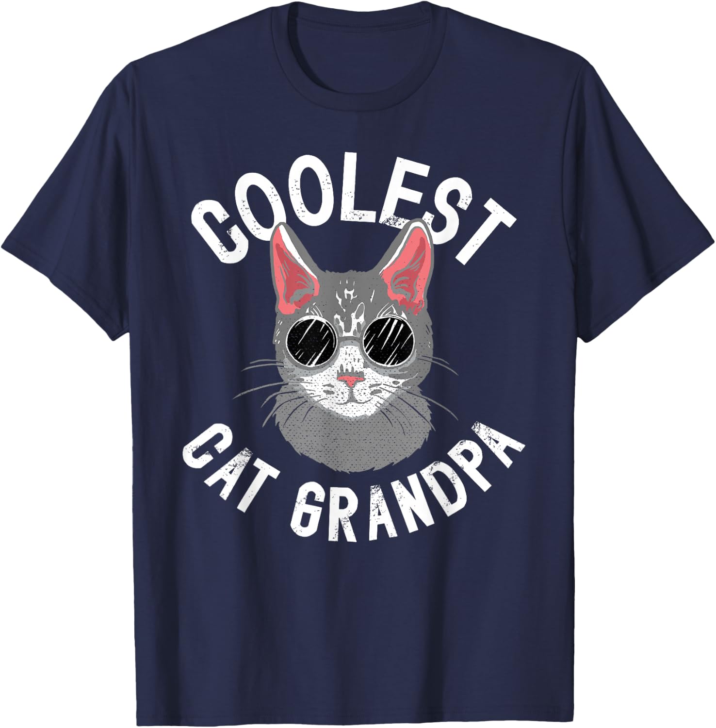Coolest Cat Grandpa Cat Lover Grandpa Cat Grandfather T-Shirt - T-Shirt | Navy