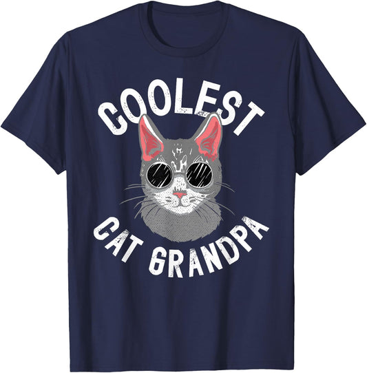 Coolest Cat Grandpa Cat Lover Grandpa Cat Grandfather T-Shirt - T-Shirt | Navy
