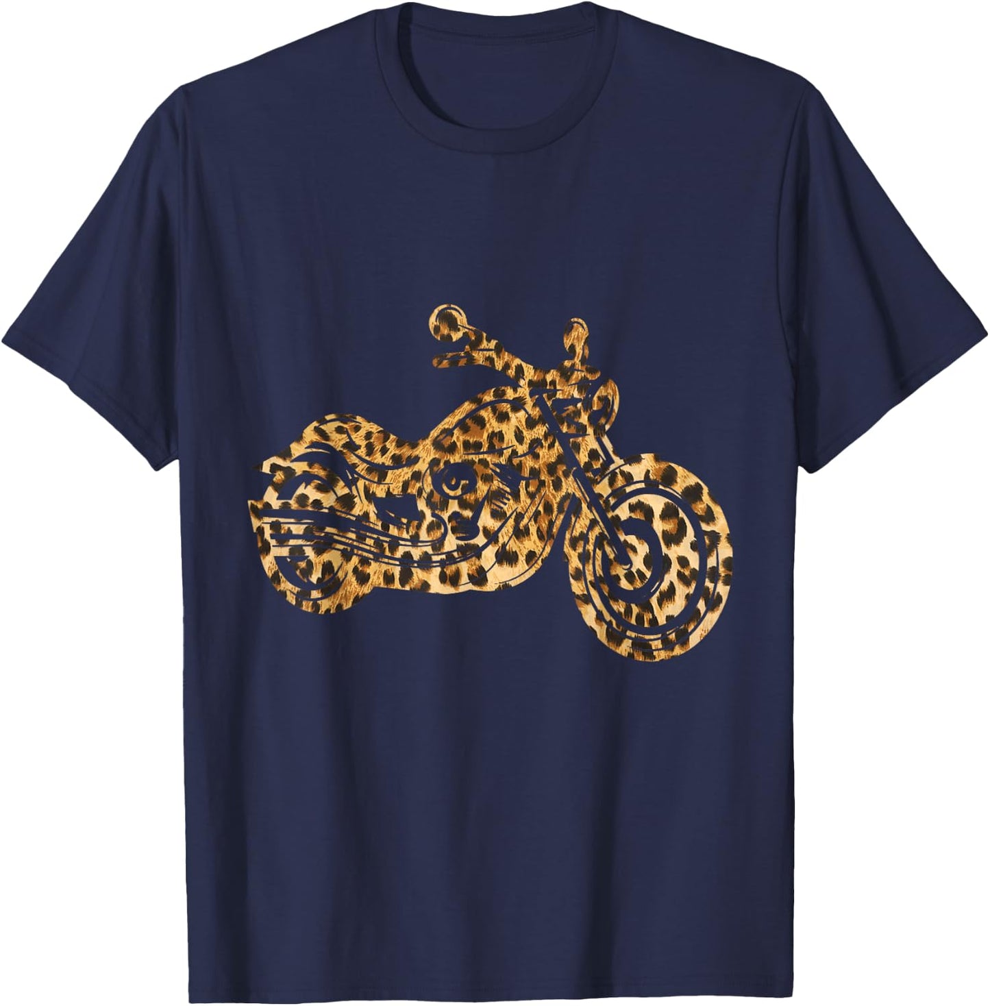 Leopard Print Motorcycle Biker Women T-Shirt - T-Shirt | Navy