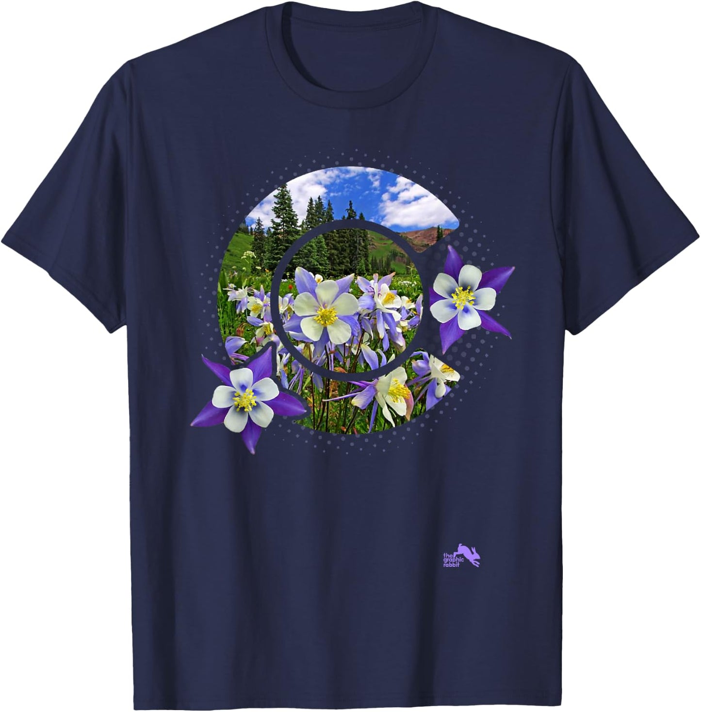 Colorado Columbine Flower - Rocky Mountain Wildflower T-Shirt - T-Shirt | Navy