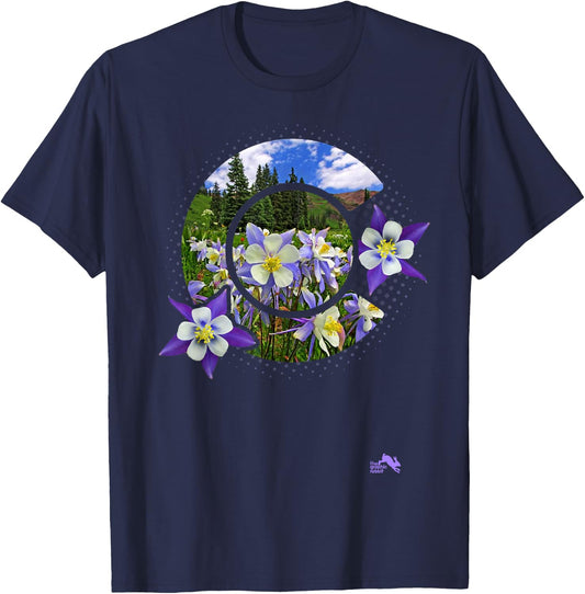 Colorado Columbine Flower - Rocky Mountain Wildflower T-Shirt - T-Shirt | Navy