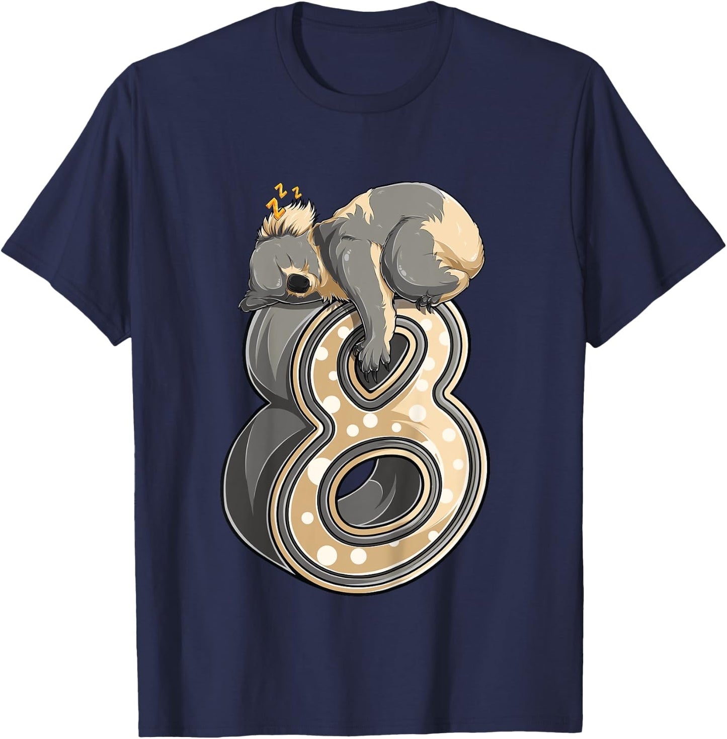 Kids 8 Year Old Koala 8th Birthday Party Animal Koala Lover T-Shirt - T-Shirt | Navy